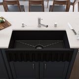 ALFI brand 36" Fireclay Farmhouse Sink, Black Matte, No Faucet Hole, AB3618HS-BM