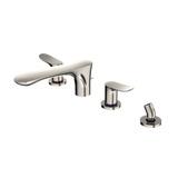 TOTO GO Two-Handle Deck-Mount Roman Tub Filler Trim with Handshower, Polished Nickel, Brass, TBG01202U#PN