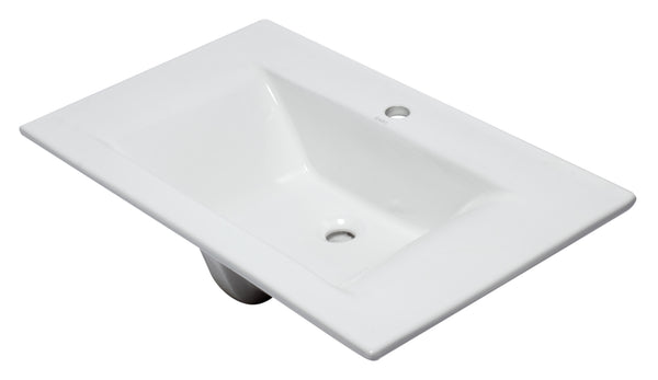 Eago 31.5" x 18.88" Rectangle Drop In Porcelain Bathroom Sink, White, 1 Faucet Hole, BB127