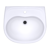 TOTO Supreme Oval Wall-Mount Bathroom Sink with CeFiONtect and Shroud for Single Hole Faucets, Cotton White, Vitreous China, LHT241G#01