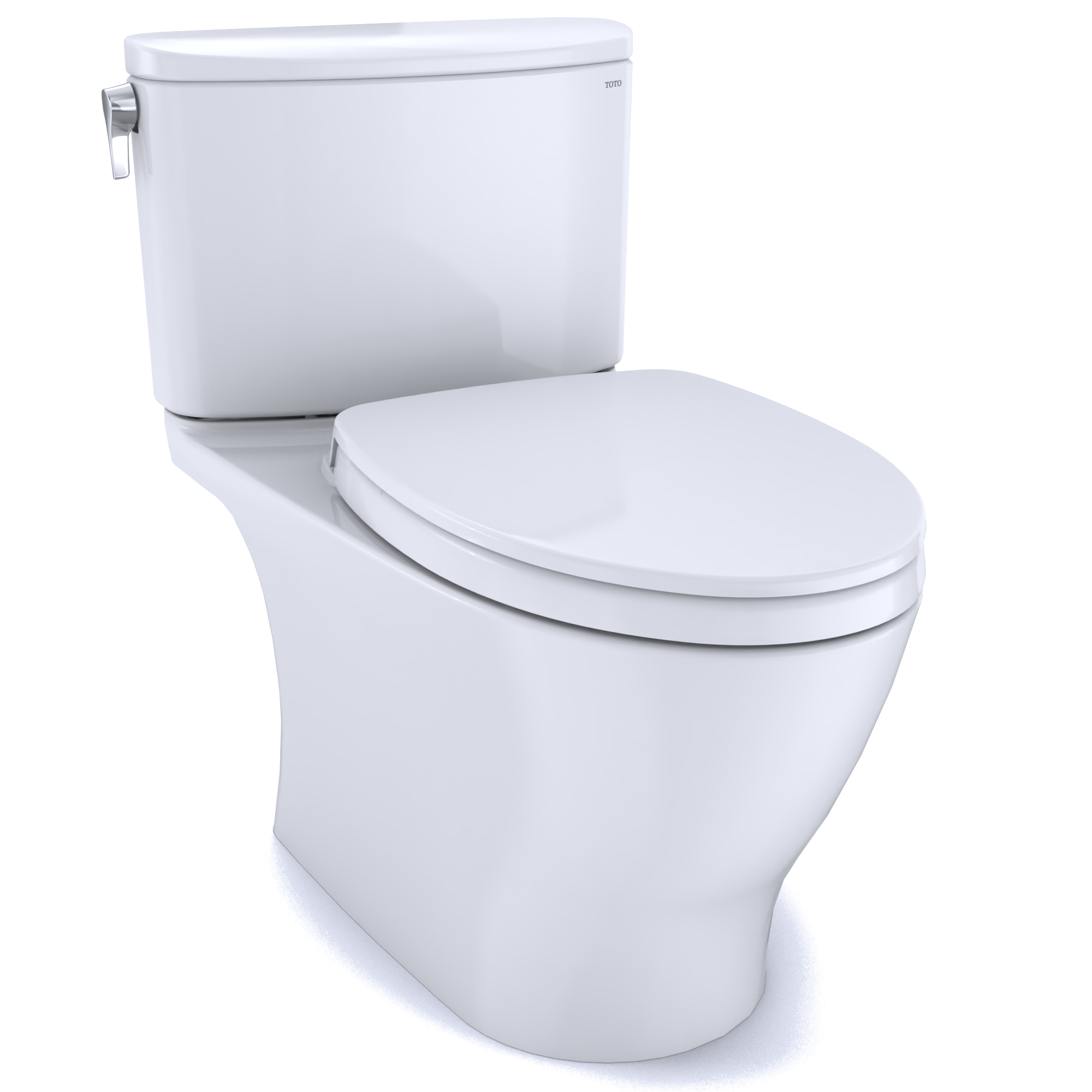 TOTO Nexus Two-Piece Elongated 1.28 GPF Universal Height Toilet with CEFIONTECT and SS124 SoftClose Seat, WASHLET+ Ready, Cotton White, Vitreous China, MS442124CEFG#01