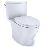 TOTO Nexus 1G Two-Piece Elongated 1.0 GPF Universal Height Toilet with CEFIONTECT and SS124 SoftClose Seat, WASHLET+ Ready, Cotton White, Vitreous China, MS442124CUFG#01