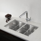 Blanco Quatrus 32" Undermount Stainless Steel Kitchen Sink, 50/50 Double Bowl, Satin Polish, 18 Gauge, No Faucet Hole, 443053
