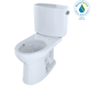 TOTO Drake II Two-Piece Elongated 1.28 GPF Universal Height Toilet with CEFIONTECT and Right-Hand Trip Lever, Cotton White, Vitreous China, CST454CEFRG#01