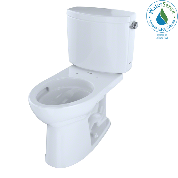 TOTO Drake II Two-Piece Elongated 1.28 GPF Universal Height Toilet with CEFIONTECT and Right-Hand Trip Lever, Cotton White, Vitreous China, CST454CEFRG#01