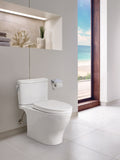 TOTO Nexus Two-Piece Elongated 1.28 GPF Universal Height Toilet with CEFIONTECT and SS124 SoftClose Seat, WASHLET+ Ready, Bone, Vitreous China, MS442124CEFG#03