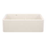 Blanco Ikon 33" Silgranit Farmhouse Sink, 60/40 Double Bowl, Soft White, No Faucet Hole, 443078