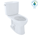 TOTO Drake II Two-Piece Elongated 1.28 GPF Universal Height Toilet with CEFIONTECT, Cotton White, Vitreous China, CST454CEFG#01