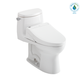 TOTO WASHLET+ UltraMax II 1G One-Piece Elongated 1.0 GPF Toilet and WASHLET+ C5 Bidet Seat, Cotton White, Vitreous China|Plastic, MW6043084CUFG#01