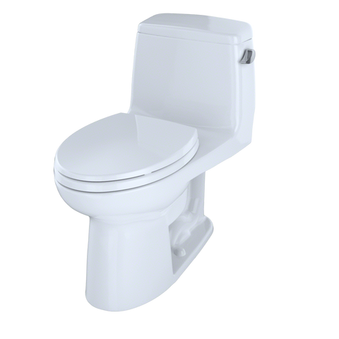 TOTO UltraMax One-Piece Elongated 1.6 GPF ADA Compliant Toilet with Right-Hand Trip Lever, Cotton White, Vitreous China, MS854114SLR#01