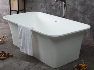 Alternate Image for ALFI brand 67" Solid Surface Smooth Resin Free Standing Rectangle Soaking Bathtub, White Matte, AB9942