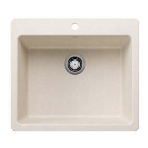 Alternate Image for Blanco Liven 25" Dual Mount Silgranit Kitchen Sink, Soft White, 1 Faucet Hole, 443225