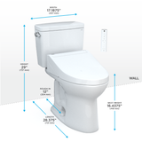 TOTO Drake WASHLET+ Two-Piece Elongated 1.6 GPF TORNADO FLUSH Toilet with C5 Bidet Seat, Cotton White, Vitreous China, MW7763084CSG#01