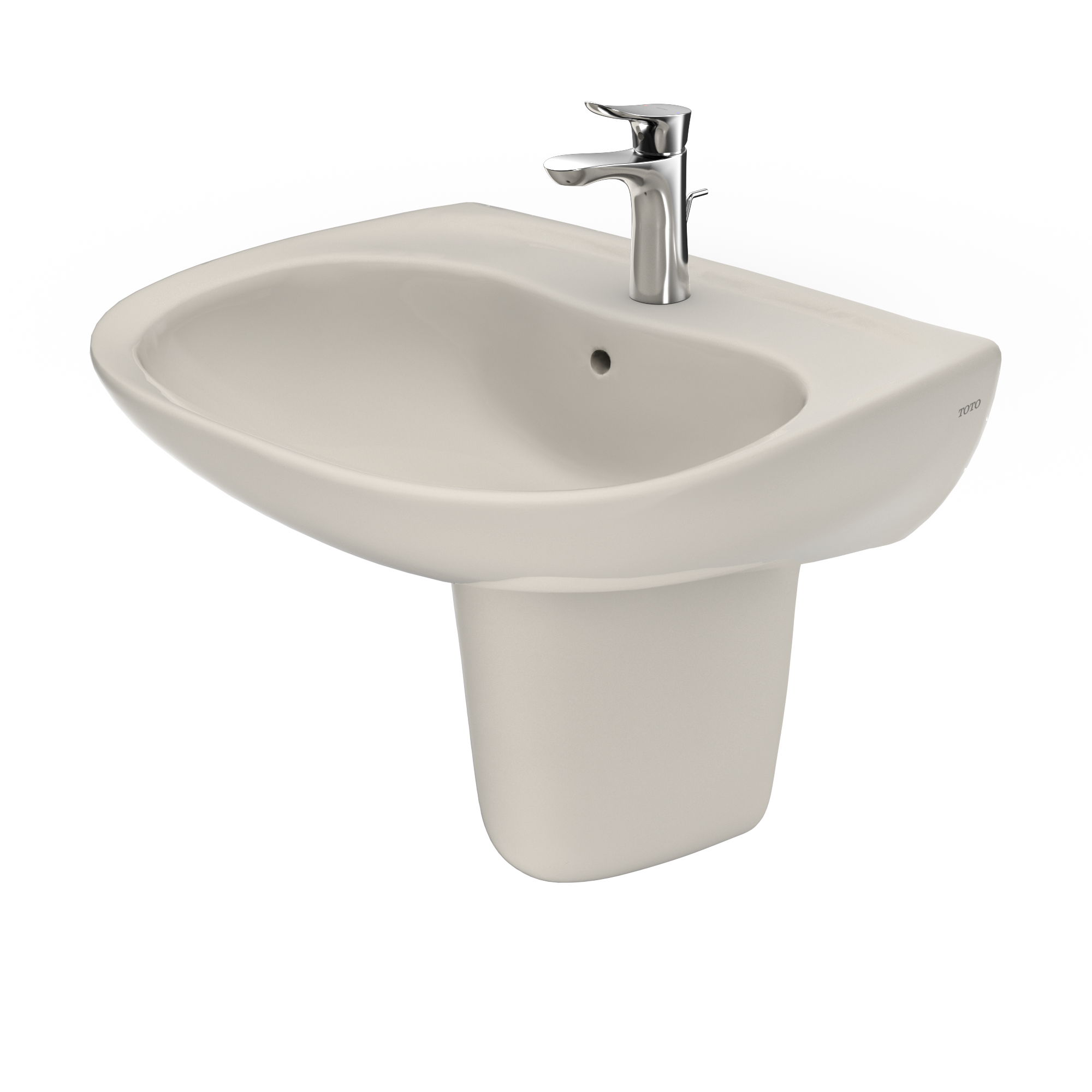 TOTO Prominence Oval Wall-Mount Bathroom Sink with CeFiONtect and Shroud for Single Hole Faucets, Sedona Beige, Vitreous China, LHT242G#12