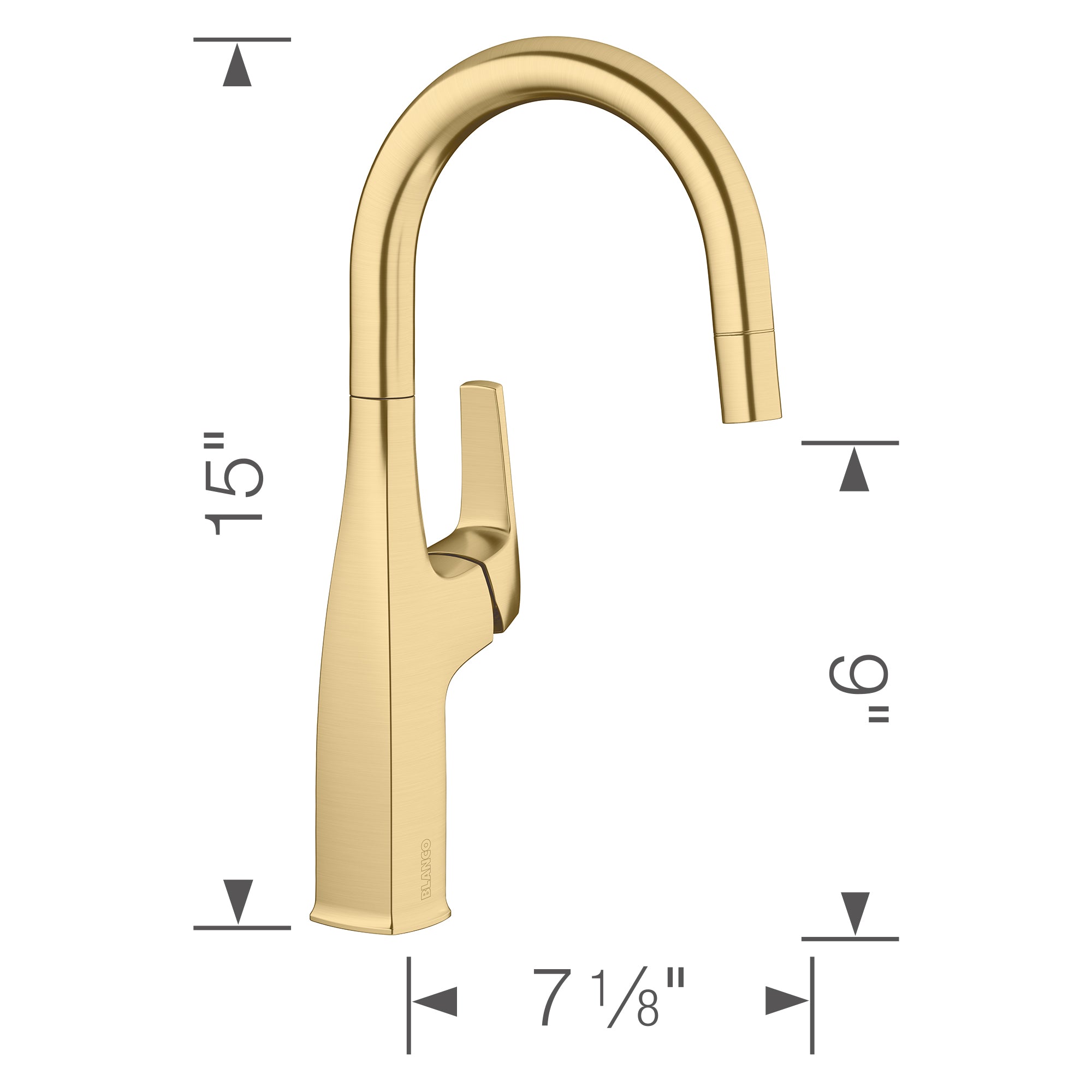 Blanco Rivana Pull-Down Bar Faucet, Satin Gold, 1.5 GPM, Brass, 442986