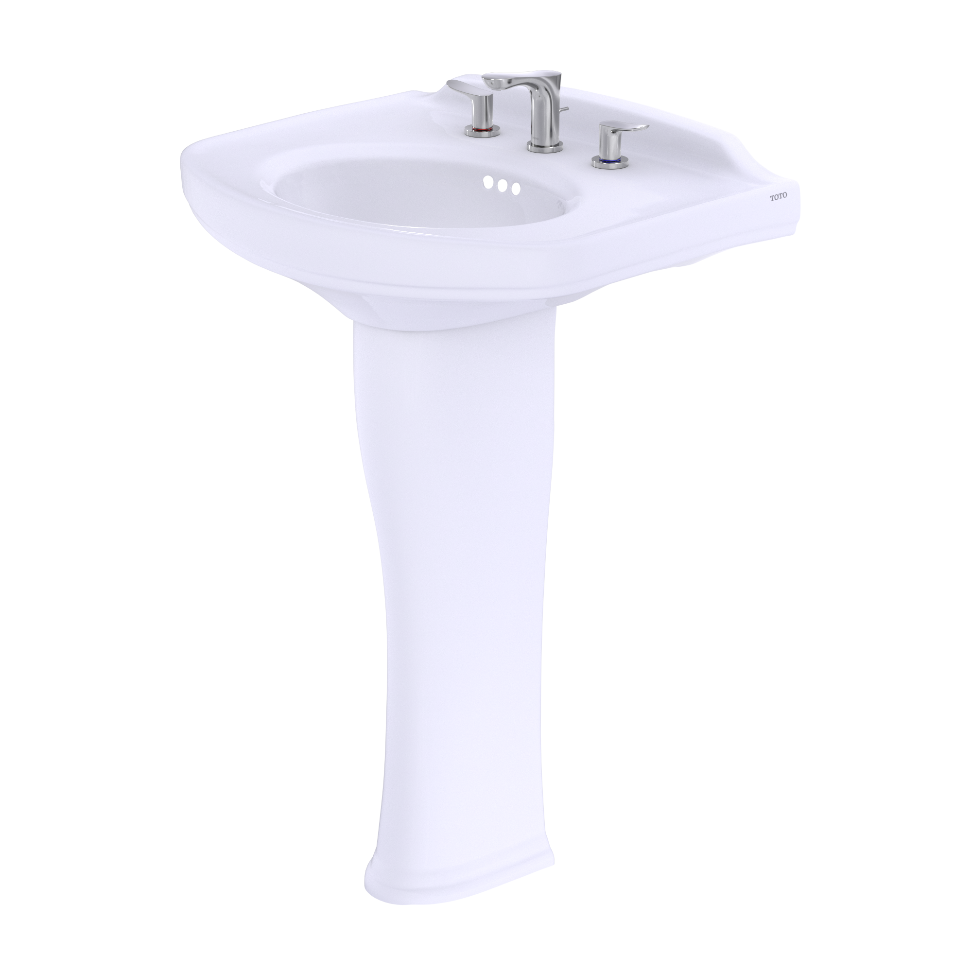 TOTO Dartmouth Rectangular Pedestal Bathroom Sink with Arched Front for 8 Inch Center Faucets, Cotton White, Vitreous China, LPT642.8#01