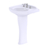 TOTO Dartmouth Rectangular Pedestal Bathroom Sink with Arched Front for 8 Inch Center Faucets, Cotton White, Vitreous China, LPT642.8#01