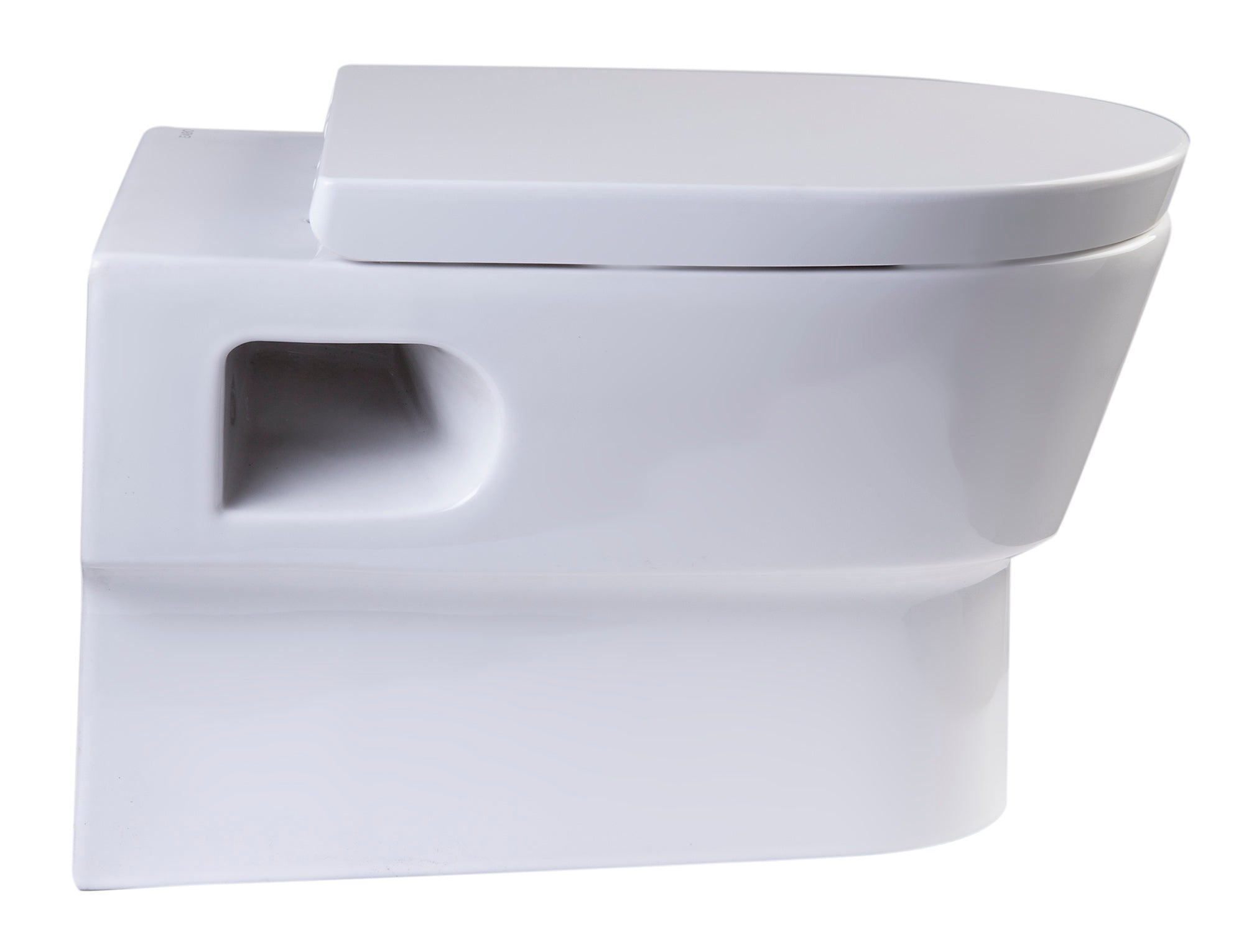 EAGO Porcelain, White, WD332 Round Modern Wall Mount Dual Flush Toilet Bowl