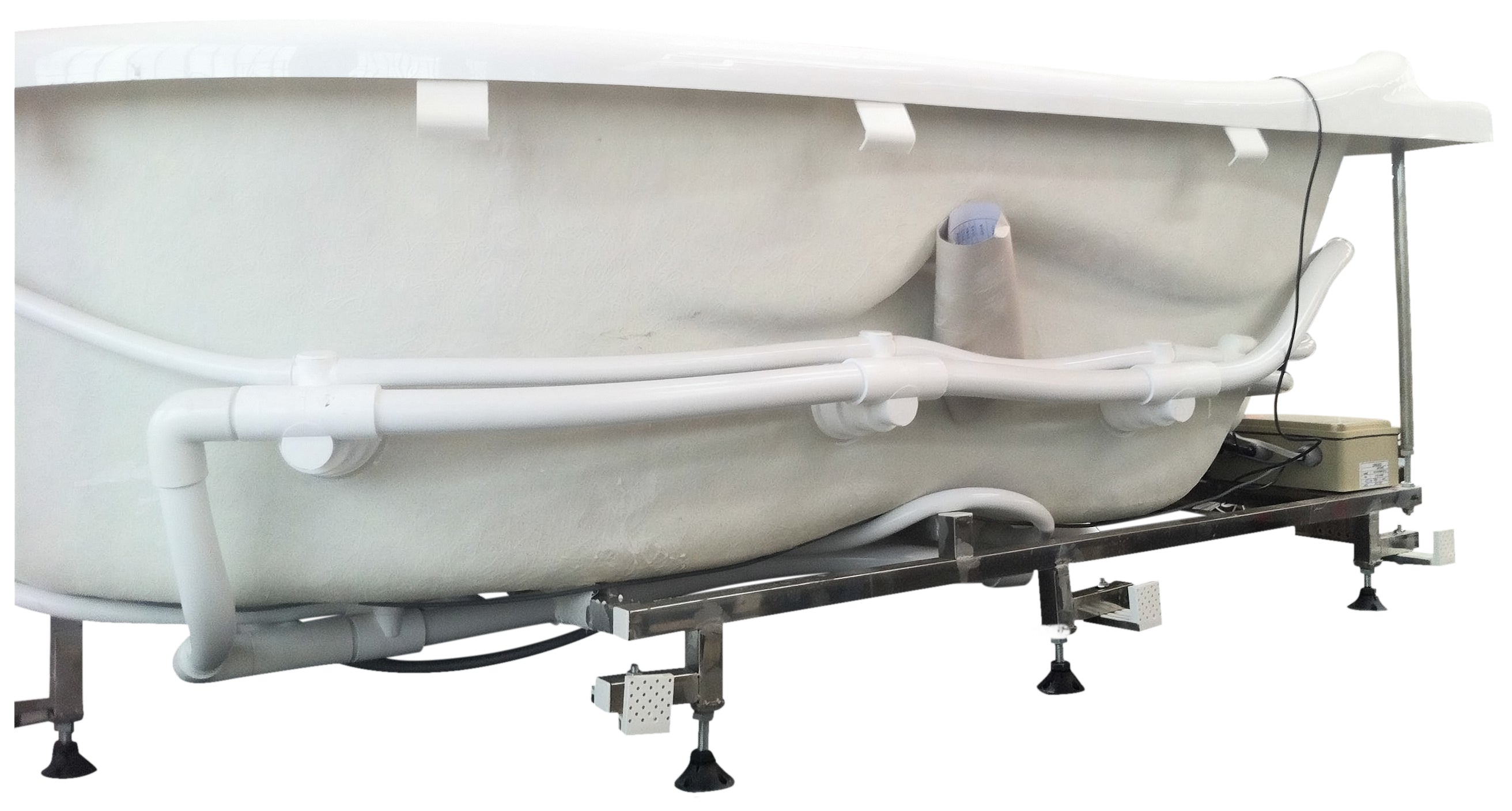 Eago 71" Acrylic Corner Neo-angle Round Bathtub, White, AM124ETL-L