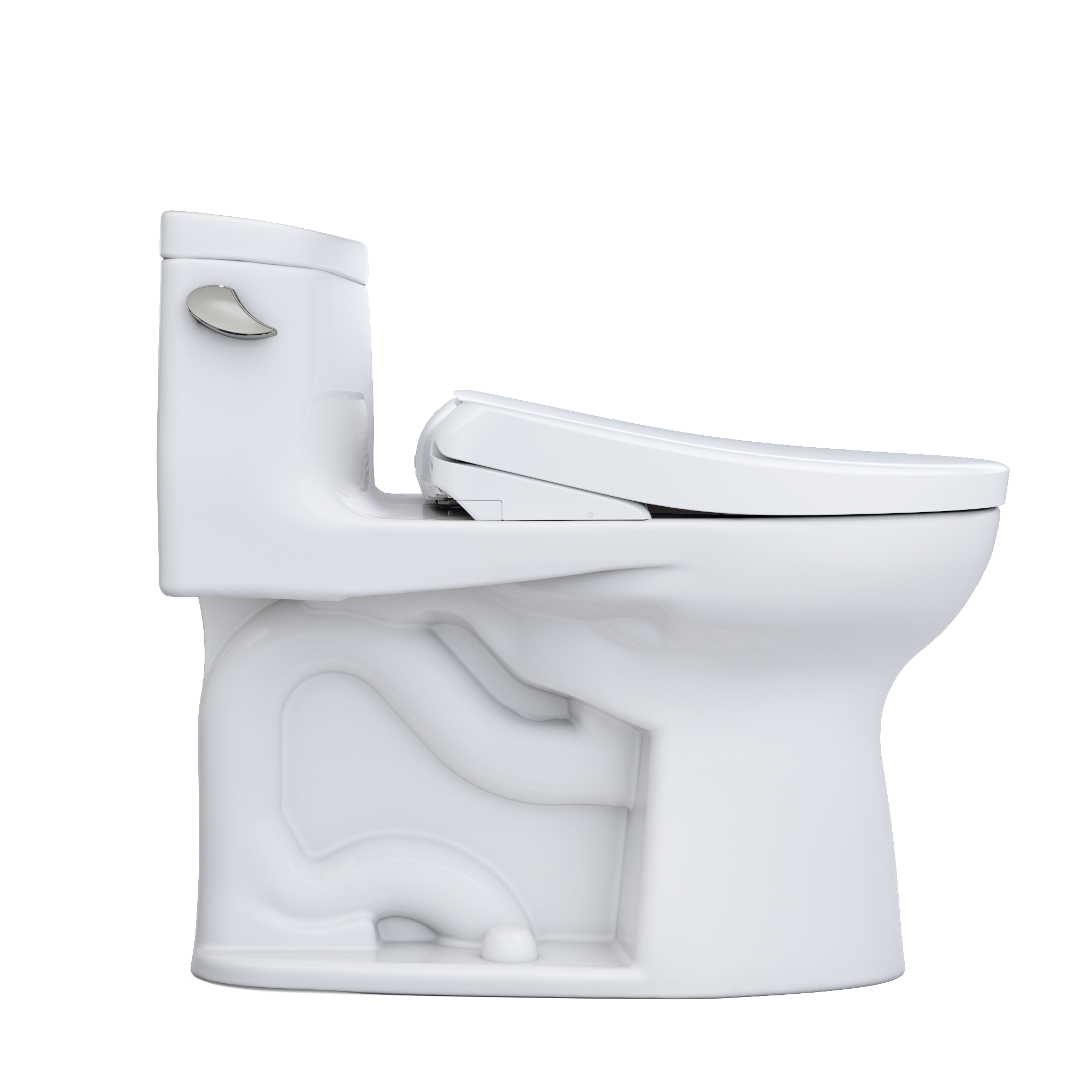 TOTO WASHLET+ Supreme II One-Piece Elongated 1.28 GPF Toilet and WASHLET+ S7A Contemporary Bidet Seat, Cotton White, Vitreous China|Plastic, MW6344736CEFG#01