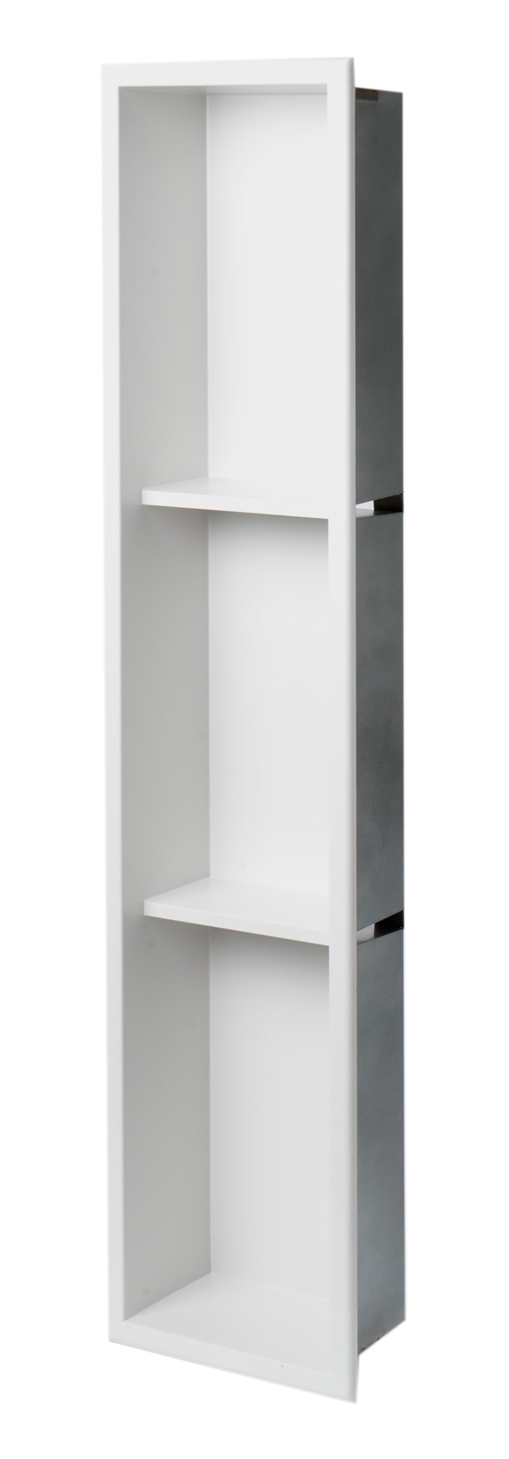ALFI brand ABNC0836-W 8" x 36" White Matte Stainless Steel Vertical Triple Shelf Bath Shower Niche, 20 Gauge
