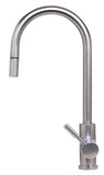 ALFI Solid Brushed Stainless Steel Single Hole Pull Down Kitchen Faucet, AB2028-BSS