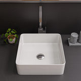 ALFI brand 15.13" x 15.13" Square Above Mount Porcelain Bathroom Sink, White, No Faucet Hole, ABC903-W