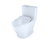 TOTO Legato One-Piece Elongated 1.28 GPF Toilet with CEFIONTECT and SoftClose Seat, WASHLET+ Ready, Cotton White, Vitreous China, MS624234CEFG#01