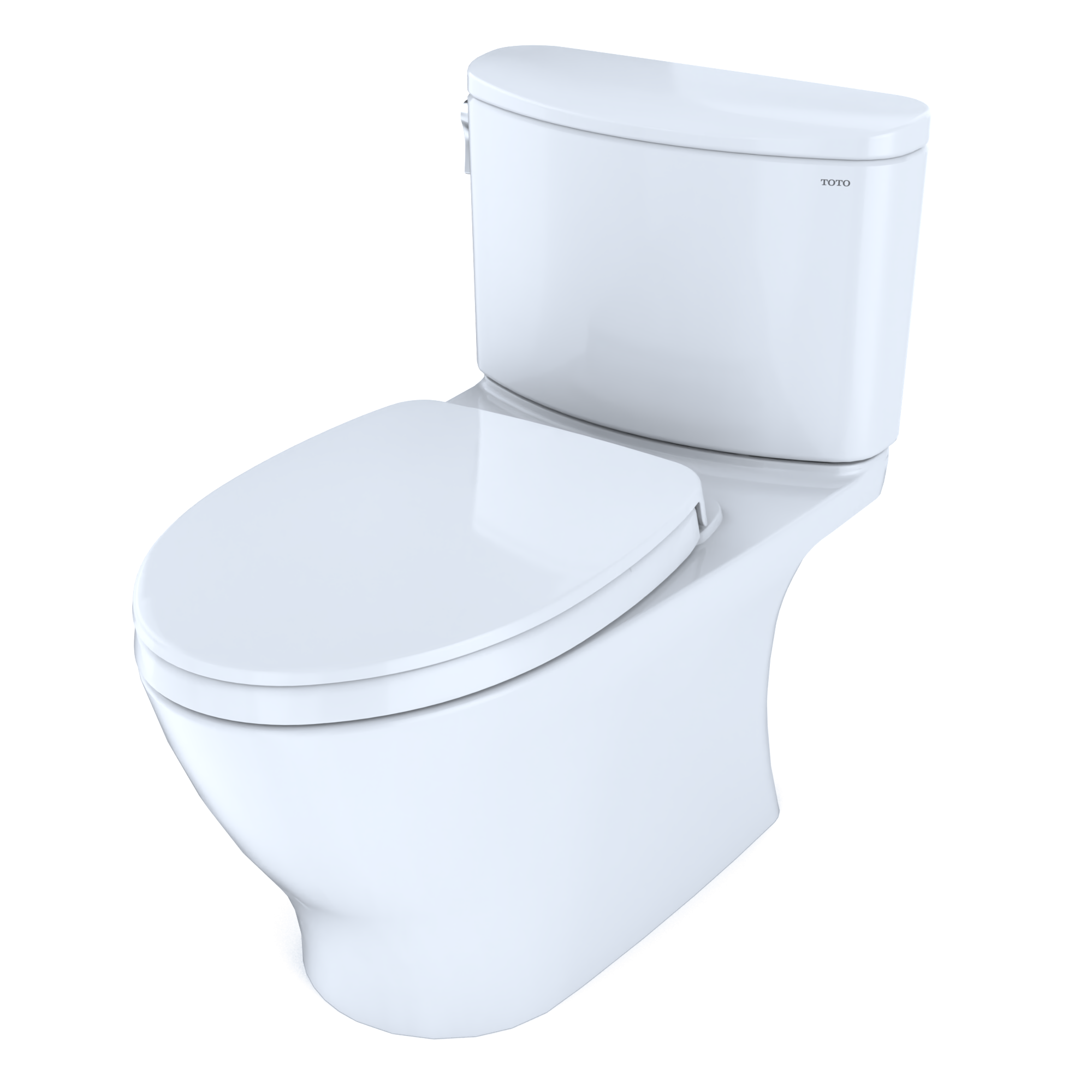 TOTO Nexus Two-Piece Elongated 1.28 GPF Universal Height Toilet with CEFIONTECT and SS124 SoftClose Seat, WASHLET+ Ready, Cotton White, Vitreous China, MS442124CEFG#01