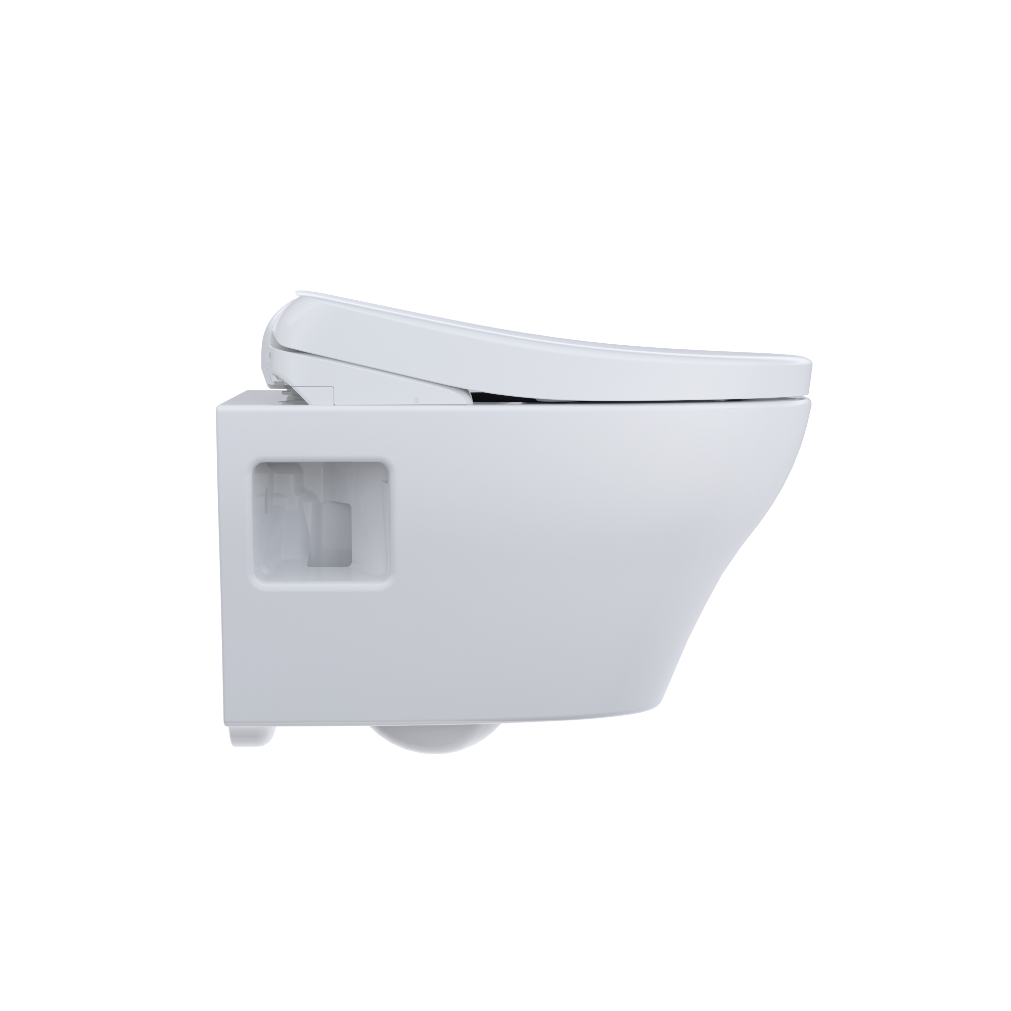 TOTO WASHLET+ EP Wall-Hung Elongated Toilet with S7 Contemporary Bidet Seat and DuoFit In-Wall 0.9 and 1.28 GPF Dual-Flush Tank System, Matte Silver, Vitreous China|Plastic, CWT4284726CMFG#MS