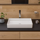 ALFI brand 24" x 13.63" Rectangle Above Mount Porcelain Bathroom Sink, White, No Faucet Hole, ABC902-W