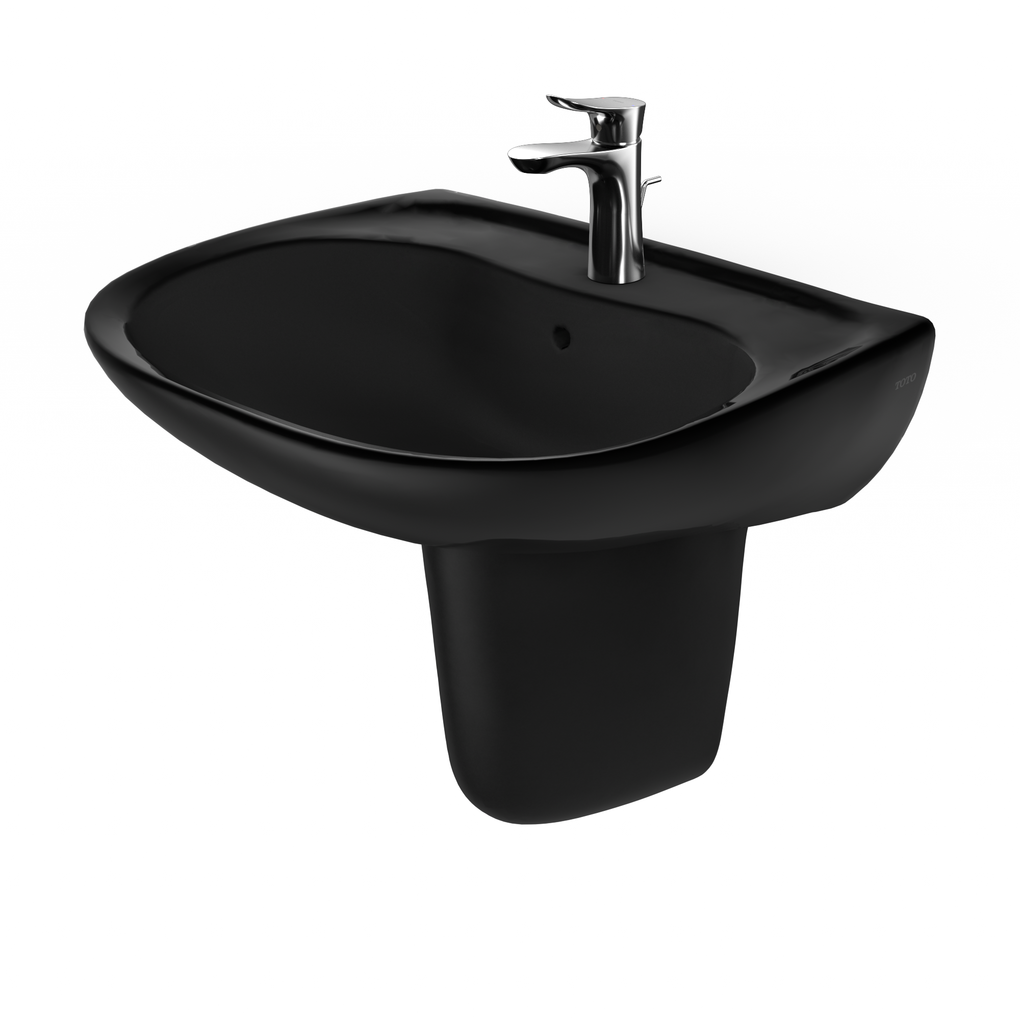 TOTO Prominence Oval Wall-Mount Bathroom Sink and Shroud for Single Hole Faucets, Ebony, Vitreous China, LHT242#51