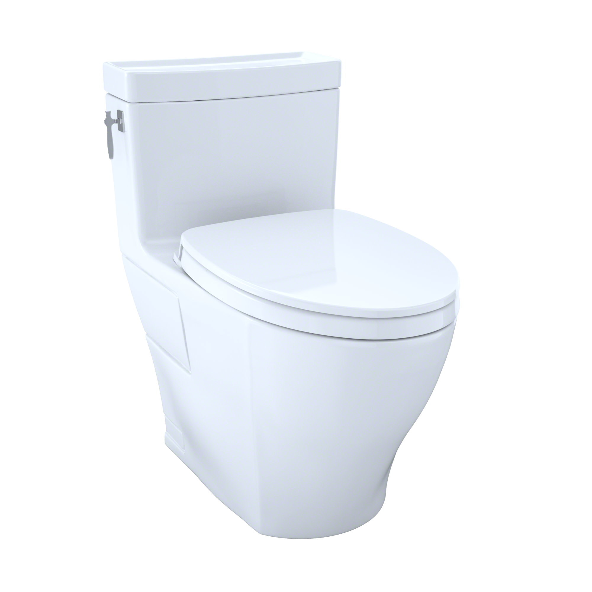 TOTO Aimes WASHLET+ One-Piece Elongated 1.28 GPF Universal Height Skirted Toilet with CEFIONTECT, Cotton White, Vitreous China, MS626124CEFG#01