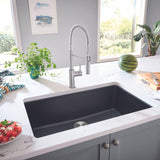 Blanco Liven 33" Dual Mount Silgranit Kitchen Sink, Anthracite, 1 Faucet Hole, 443195