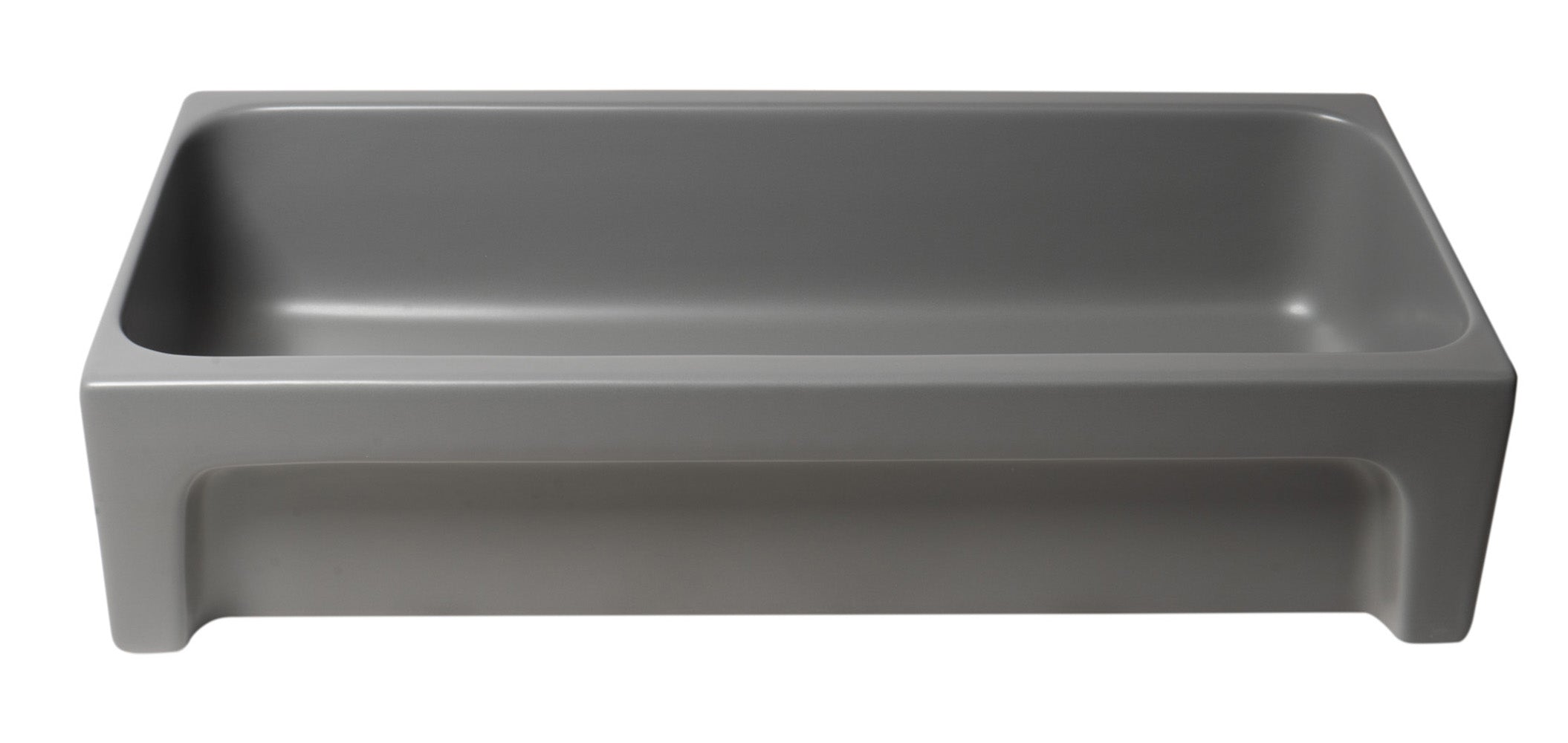 ALFI brand 35.5" x 17.75" Rectangle Above Mount or Semi Recessed Fireclay Bathroom Sink, Gray Matte, No Faucet Hole, AB36TRGM