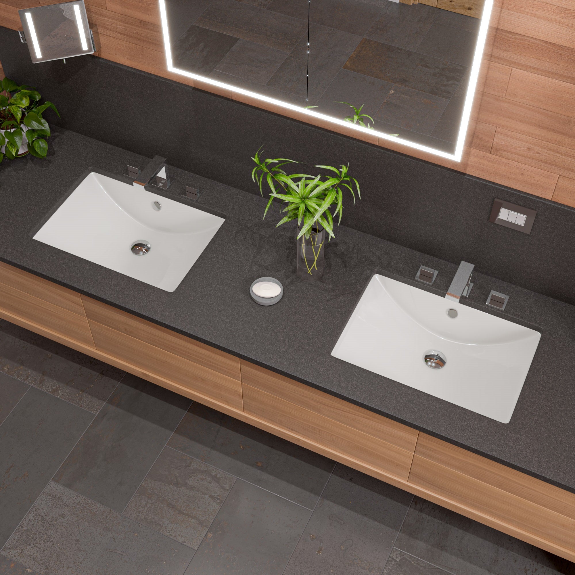 Alternative View of ALFI brand 23.25" x 16.75" Rectangle Under Mount Porcelain Bathroom Sink, White, No Faucet Hole, ABC603