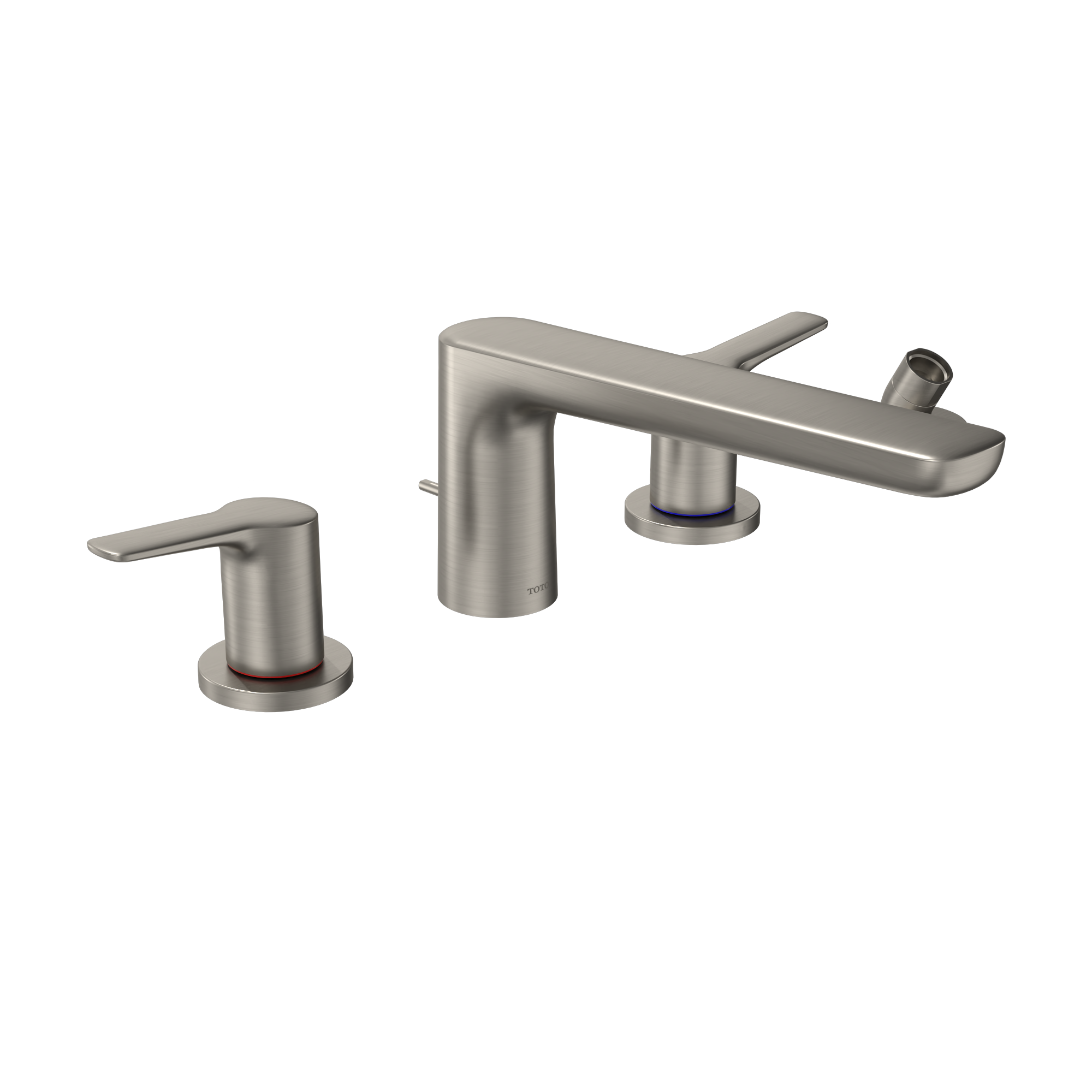 TOTO GS Four-hole Deck-Mount Roman Tub Filler Trim with Handshower, Brushed Nickel, Brass, TBG03202U#BN