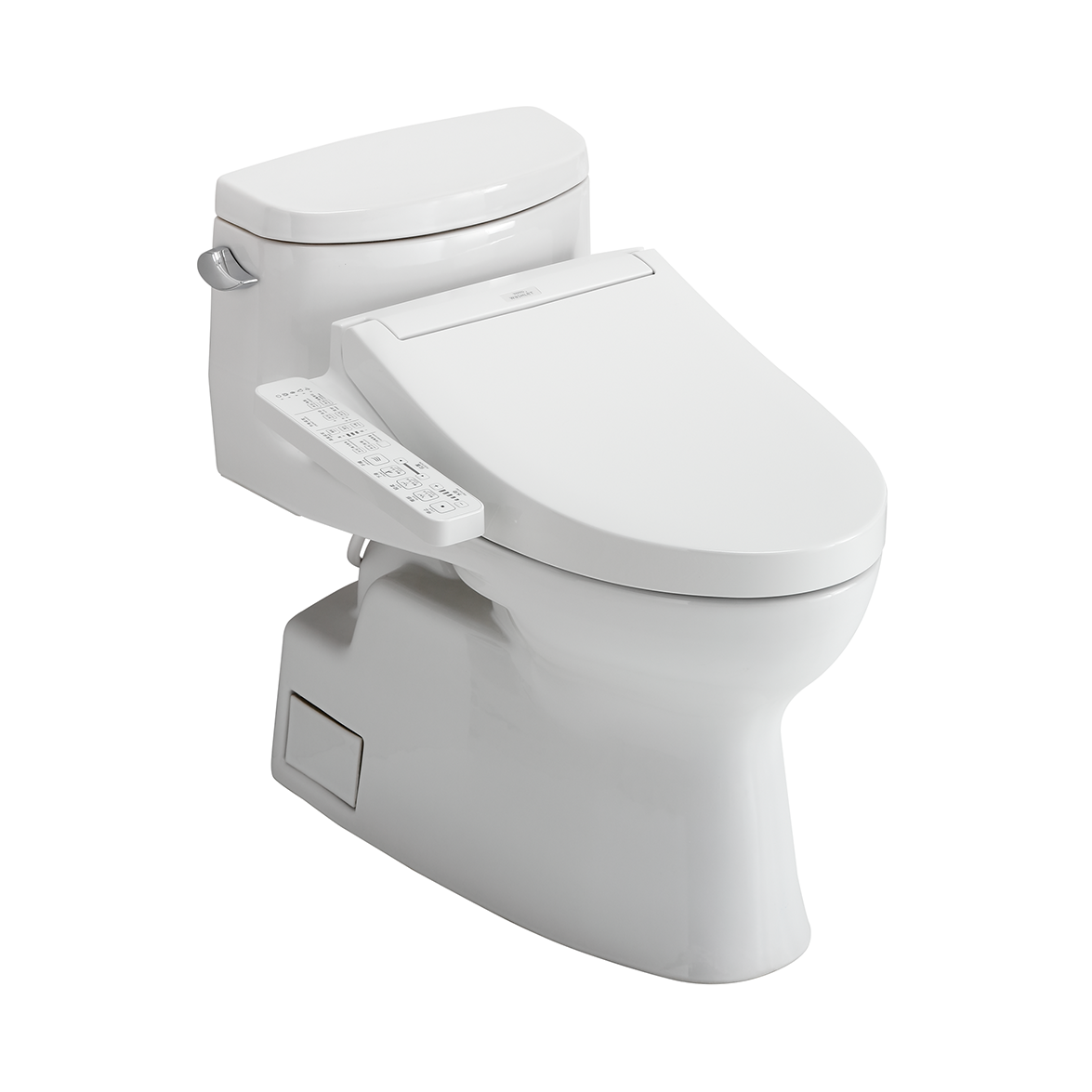 TOTO WASHLET+ Carolina II One-Piece Elongated 1.28 GPF Toilet and WASHLET+ C2 Bidet Seat, Cotton White, Vitreous China|Plastic, MW6443074CEFG#01