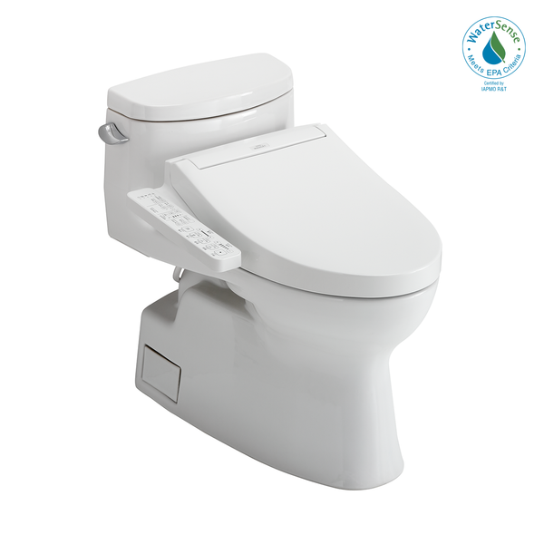 TOTO WASHLET+ Carolina II One-Piece Elongated 1.28 GPF Toilet and WASHLET+ C2 Bidet Seat, Cotton White, Vitreous China|Plastic, MW6443074CEFG#01