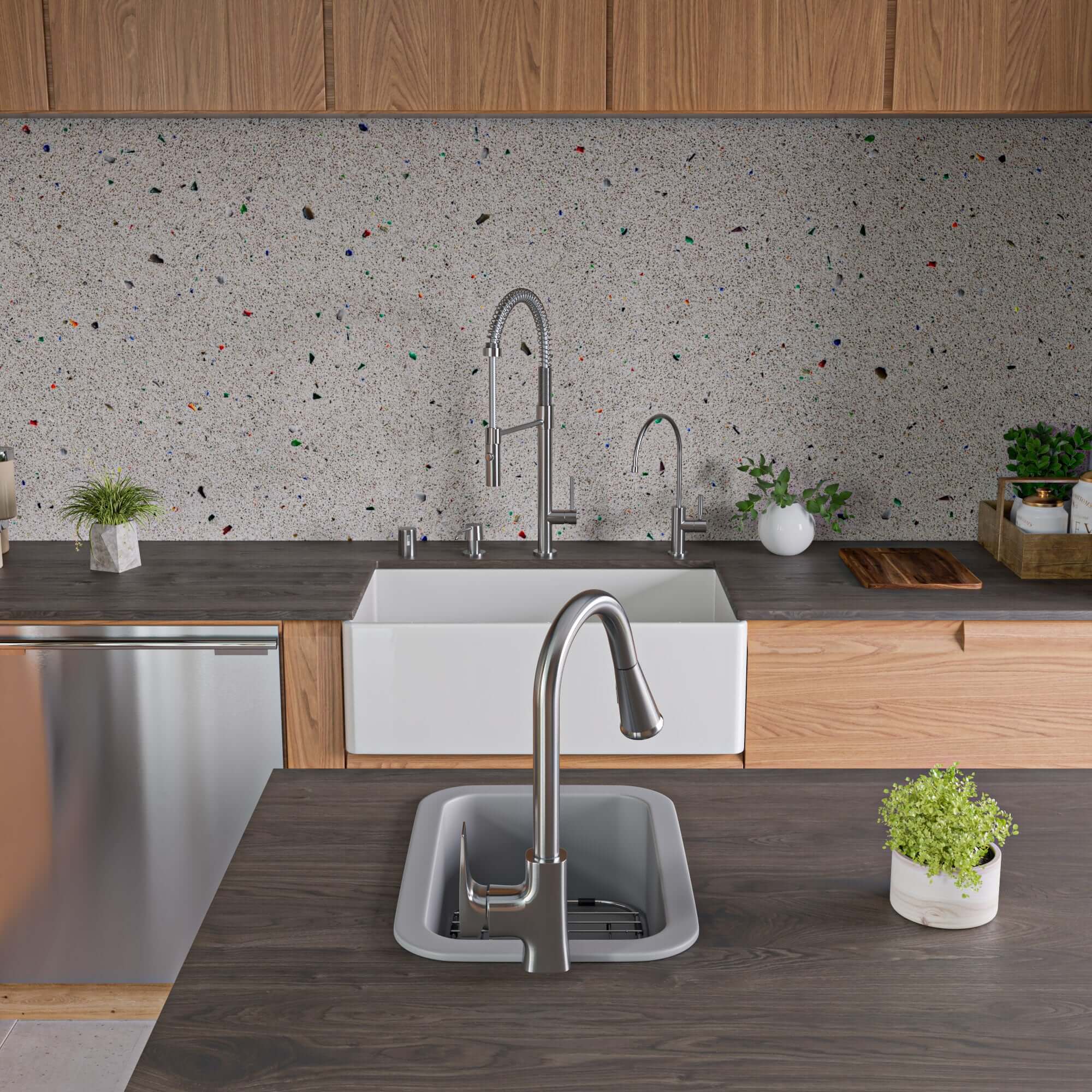 ALFI brand 19 rectangle fireclay bar/prep sink gray matte product image