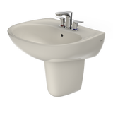 TOTO Supreme Oval Wall-Mount Bathroom Sink with CEFIONTECT and Shroud for 4 Inch Center Faucets, Sedona Beige, Vitreous China, LHT241.4G#12