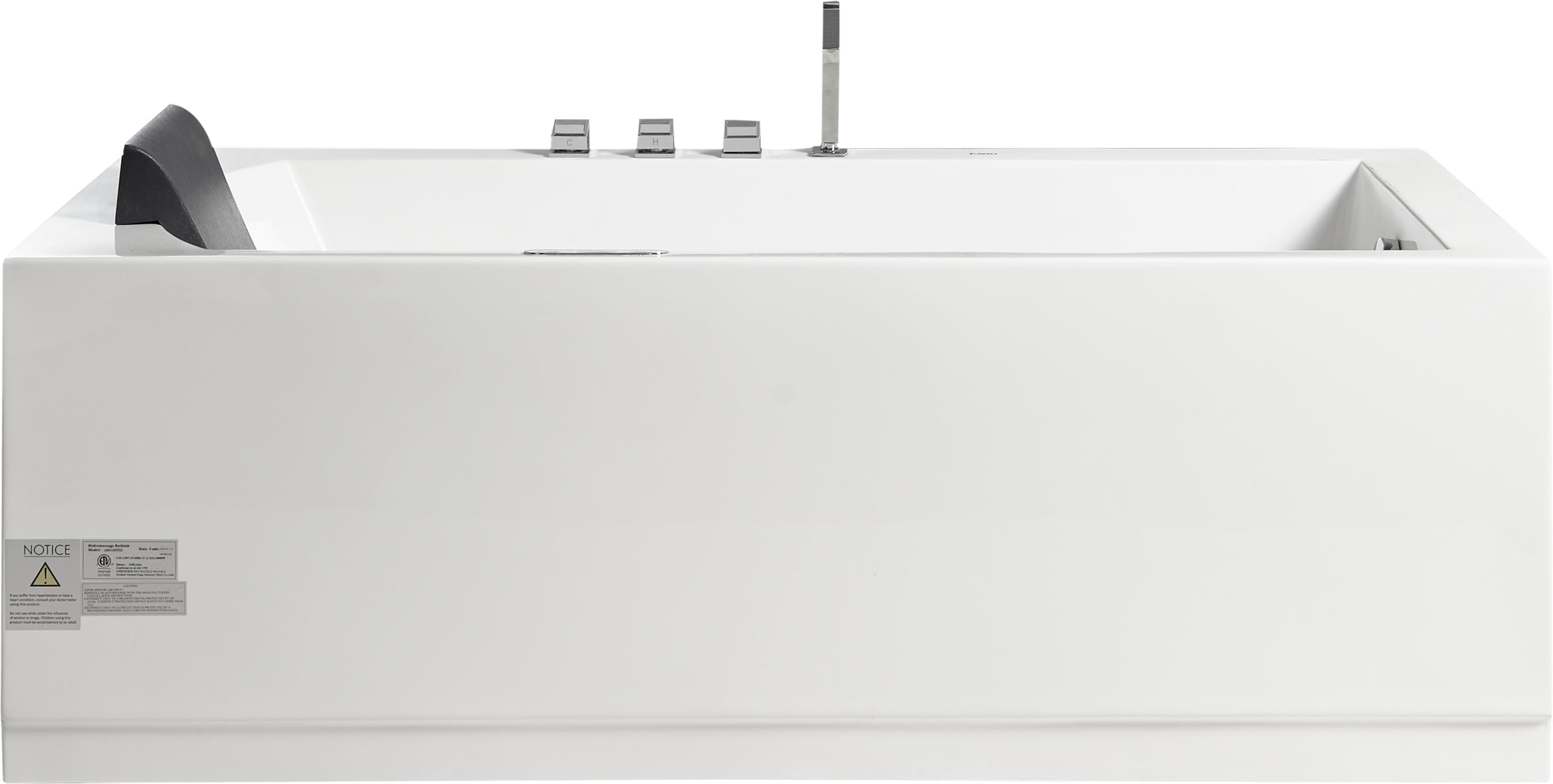 Eago 71" Acrylic Corner Rectangle Bathtub with Fixtures, White, AM154ETL-R6
