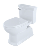 TOTO Eco Soire One Piece Elongated 1.28 GPF Universal Height Skirted Toilet with CEFIONTECT, Cotton White, Vitreous China, MS964214CEFG#01