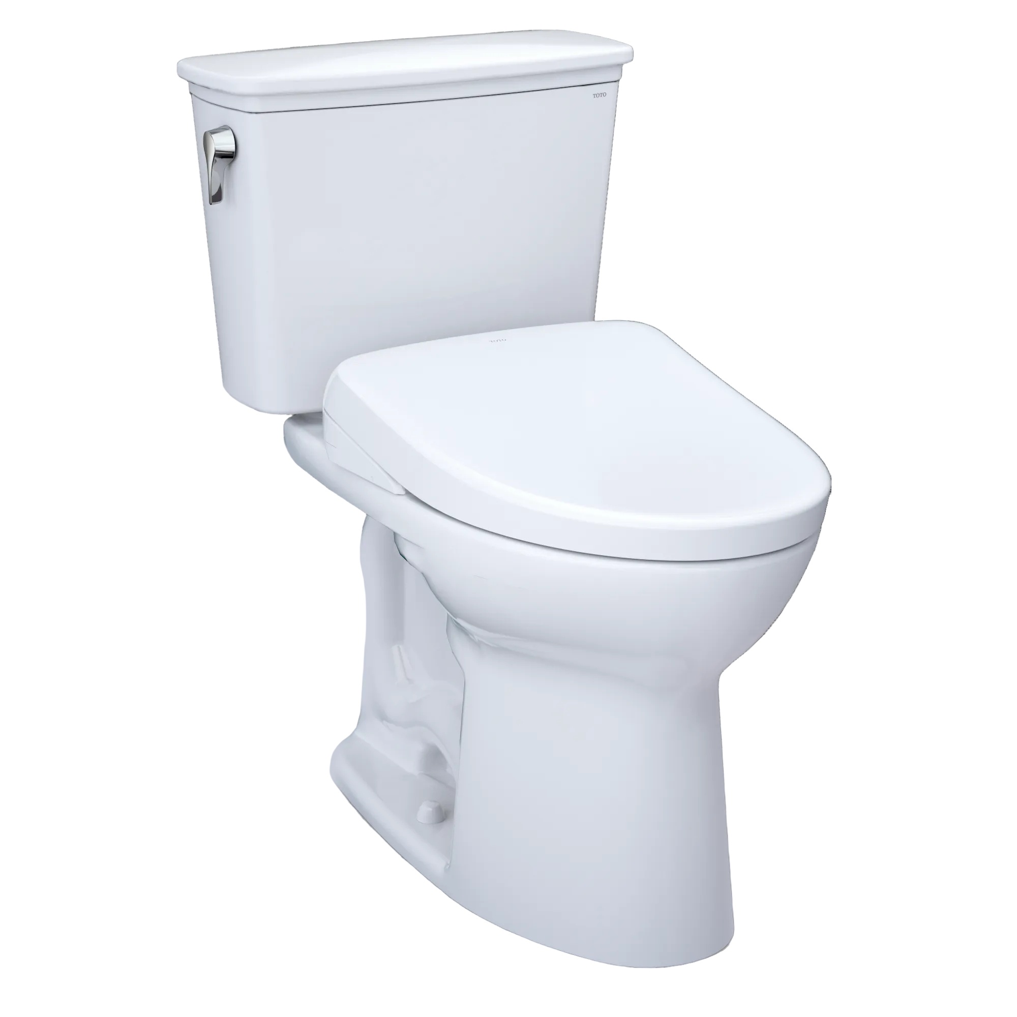 TOTO Drake Transitional WASHLET+ Two-Piece Elongated 1.28 GPF Universal Height TORNADO FLUSH Toilet with S7A Contemporary Bidet Seat, Cotton White, Vitreous China|Plastic, MW7864736CEFG.10#01