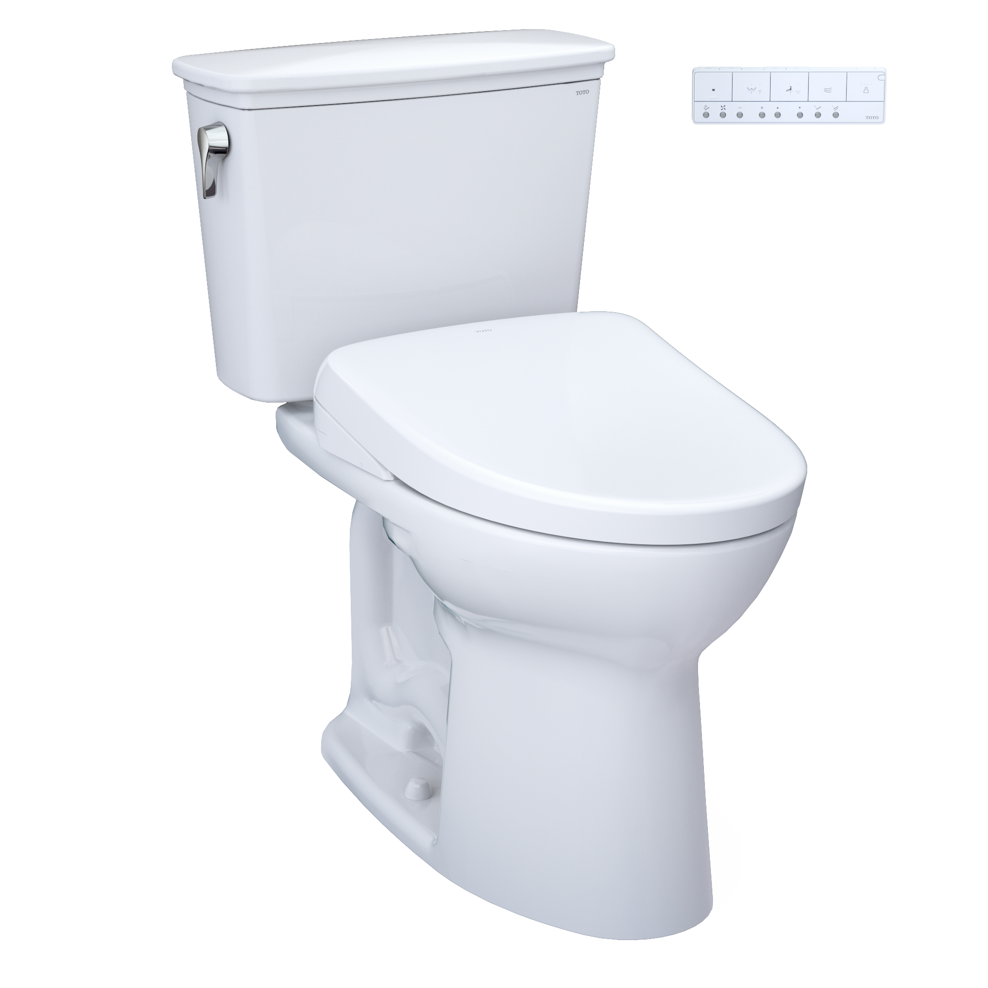 TOTO Drake Transitional WASHLET+ Two-Piece Elongated 1.28 GPF Universal Height TORNADO FLUSH Toilet with S7A Contemporary Bidet Seat, Cotton White, Vitreous China|Plastic, MW7864736CEFG#01