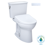 TOTO Drake Transitional WASHLET+ Two-Piece Elongated 1.28 GPF Universal Height TORNADO FLUSH Toilet and S7 Bidet Seat with Auto Flush, Cotton White, Vitreous China|Plastic, MW7864726CEFGA.10#01