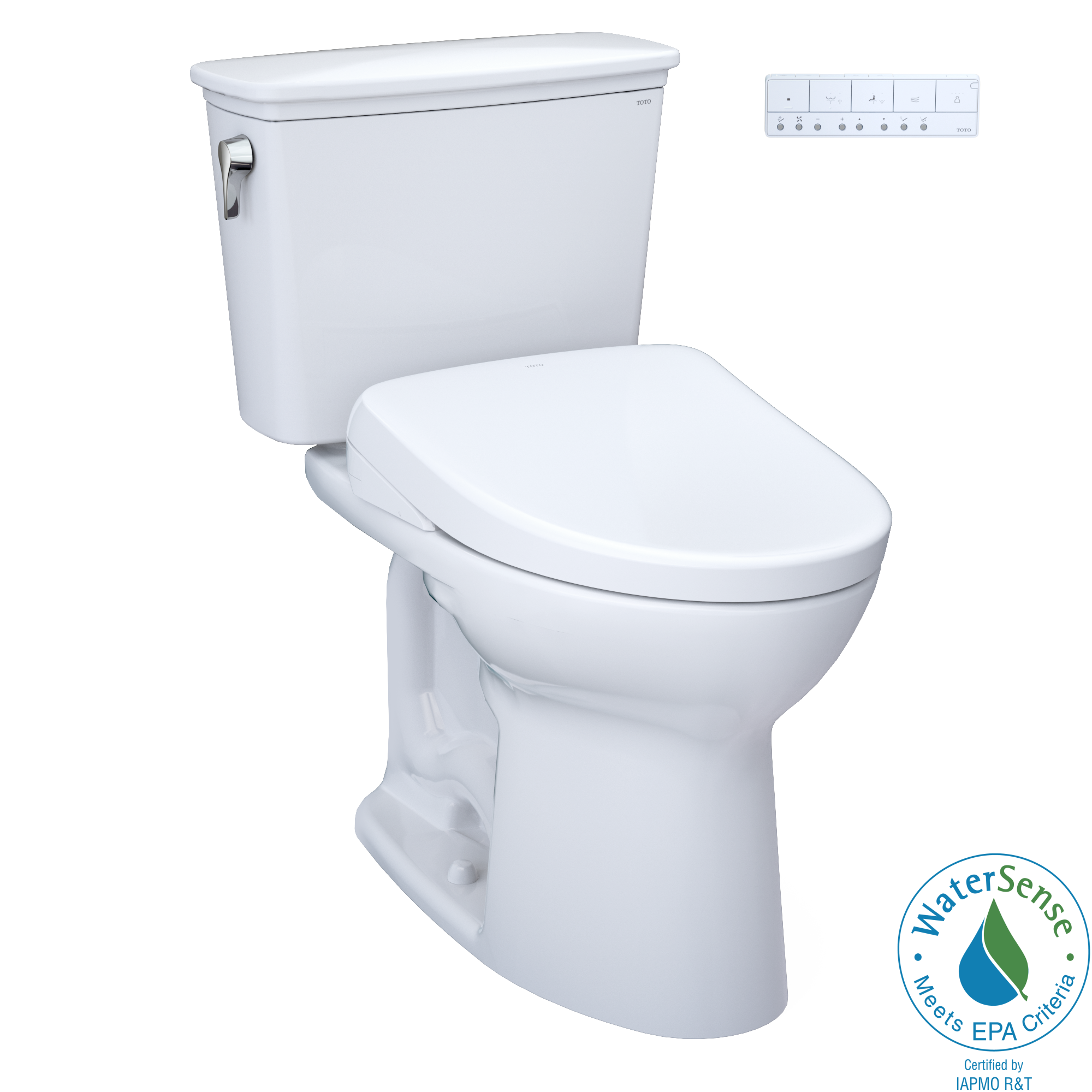 TOTO Drake Transitional WASHLET+ Two-Piece Elongated 1.28 GPF Universal Height TORNADO FLUSH Toilet and S7A Contemporary Bidet Seat with Auto Flush, Cotton White, Vitreous China|Plastic, MW7864736CEFGA#01