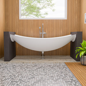 Alternate Image for ALFI brand 71" Solid Surface Resin Free Standing Oval Bathtub, White Matte, HammockTub2-WM