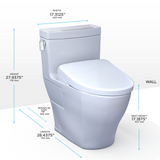 TOTO WASHLET+ Legato One-Piece Elongated 1.28 GPF Toilet with Auto Flush S7 Contemporary Bidet Seat, Cotton White, Vitreous China|Plastic, MW6244726CEFGA#01