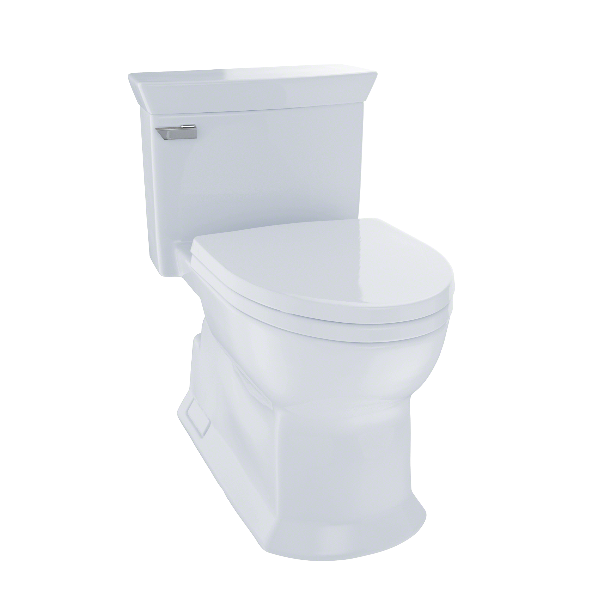 TOTO Eco Soire One Piece Elongated 1.28 GPF Universal Height Skirted Toilet with CEFIONTECT, Cotton White, Vitreous China, MS964214CEFG#01